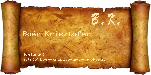 Boér Krisztofer névjegykártya